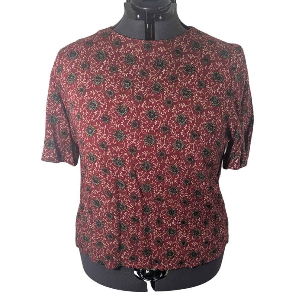 Vintage 90s Mandala Blouse 22W Boho Rayon Floral